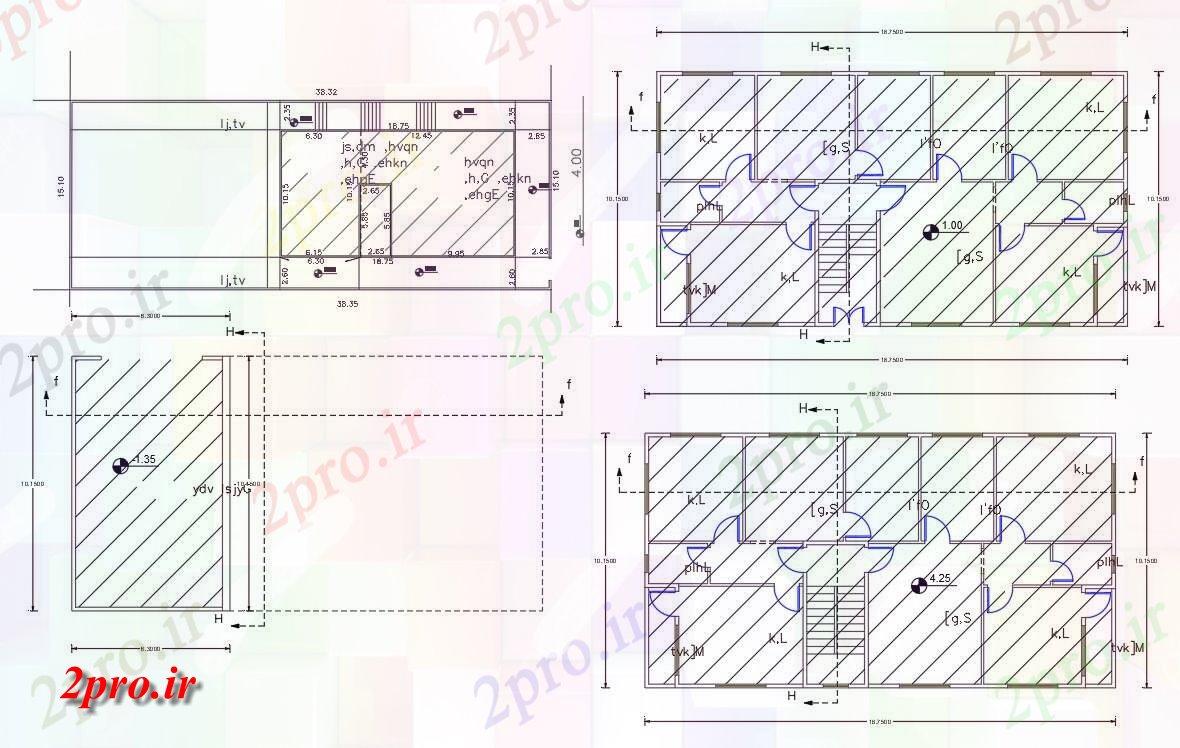 دانلود نقشه مسکونی  ، ویلایی ، آپارتمان  X 60 'آپارتمان خوشه (کد156516)