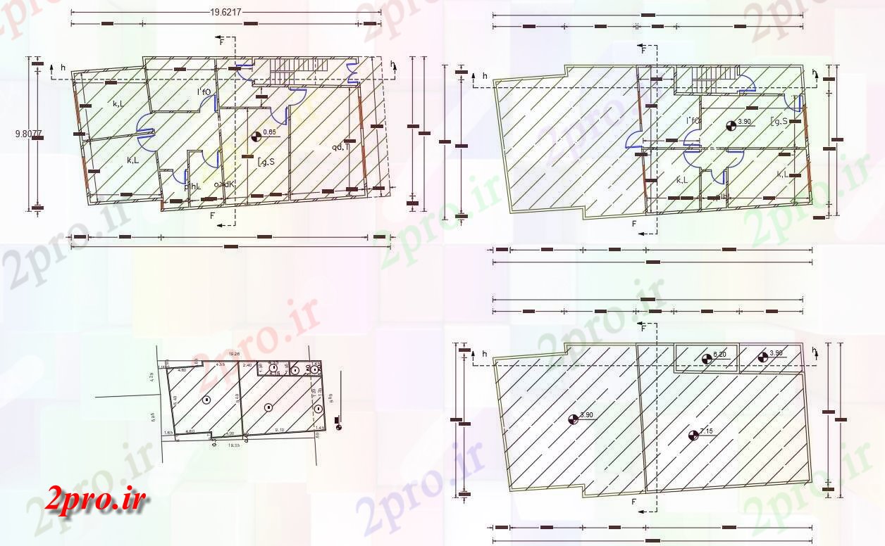 دانلود نقشه مسکونی ، ویلایی ، آپارتمان X 62 خانه (206 میدان متری) 9 در 19 متر (کد156528)