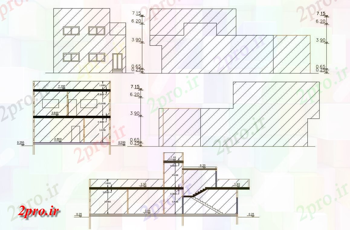 دانلود نقشه مسکونی  ، ویلایی ، آپارتمان  فوت مربع ساختمان خانه (کد156529)