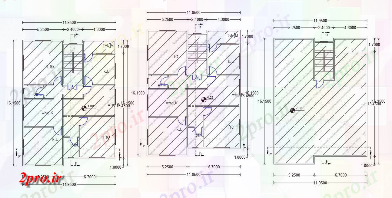 دانلود نقشه مسکونی ، ویلایی ، آپارتمان میدان محوطه خانه طرحی 11 در 16 متر (کد156532)