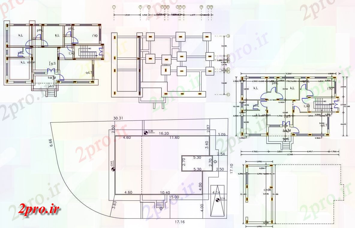 دانلود نقشه مسکونی ، ویلایی ، آپارتمان X 52 'طرحی خانه (185 میدان متری) 10 در 16 متر (کد156551)