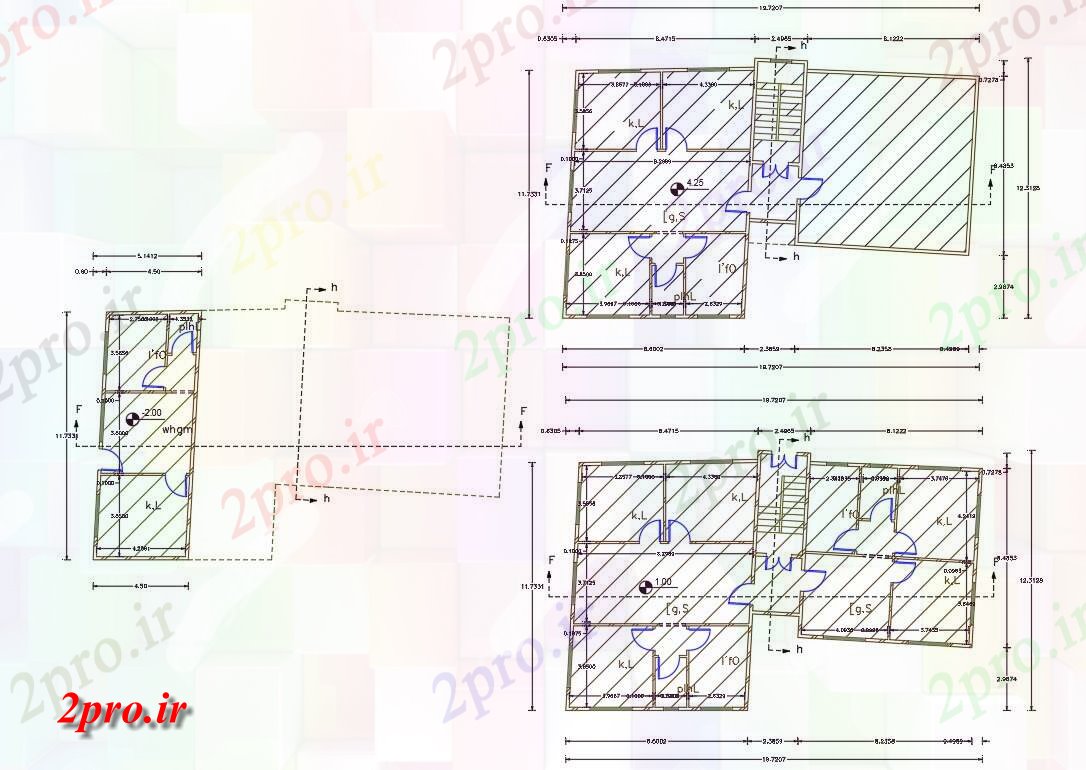 دانلود نقشه مسکونی ، ویلایی ، آپارتمان X 60 خانه طرحی (208 میدان متری) 11 در 19 متر (کد156553)