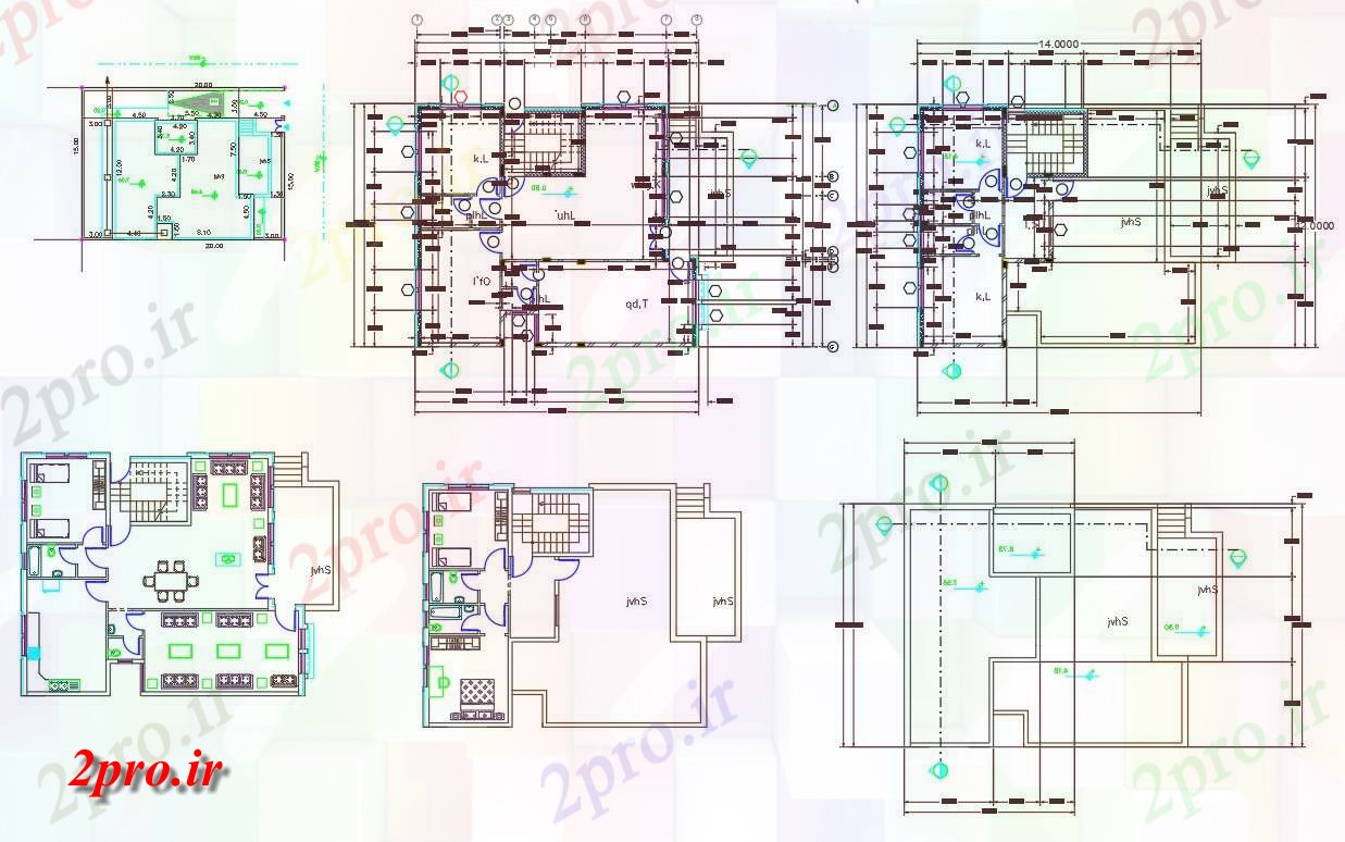 دانلود نقشه مسکونی ، ویلایی ، آپارتمان فضایی 3 BHK خانه طرحی با پارکینگ خودرو 12 در 14 متر (کد156558)