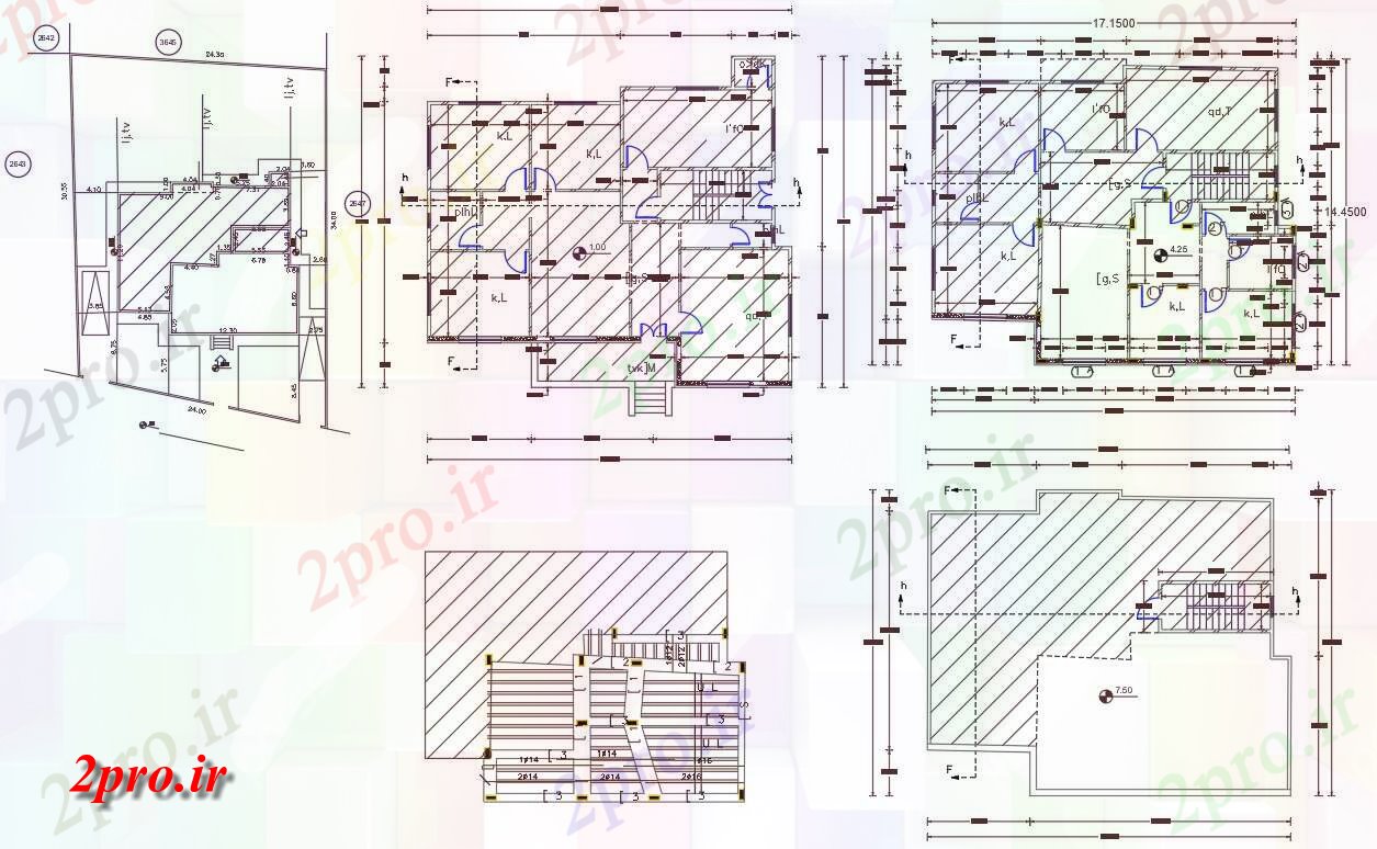 دانلود نقشه خانه های کوچک ، نگهبانی ، سازمانی - X 55 'اتوکد خانه (275 میدان متری) 14 در 17 متر (کد156572)