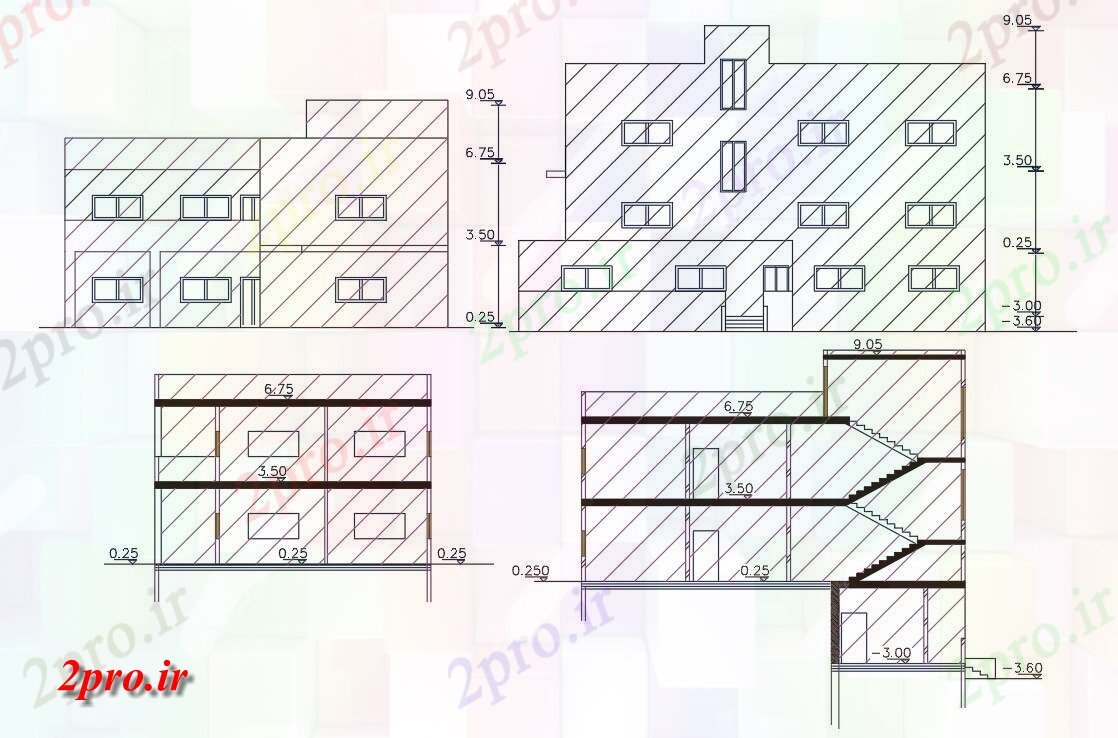 دانلود نقشه مسکونی  ، ویلایی ، آپارتمان  BHK آپارتمان   ساختمان بخش نشیمن  (کد156580)