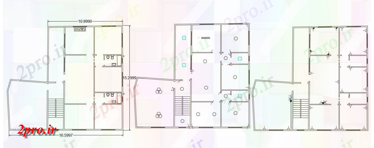 دانلود نقشه مسکونی ، ویلایی ، آپارتمان BHK آپارتمان برق طراحی 15 در 16 متر (کد156581)