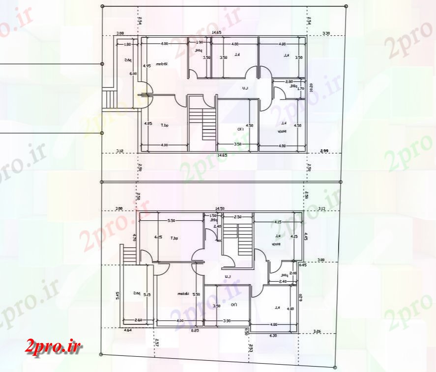 دانلود نقشه مسکونی ، ویلایی ، آپارتمان X 45 خانه طرحی با 2 گزینه های مختلف نشیمن 10 در 15 متر (کد156586)