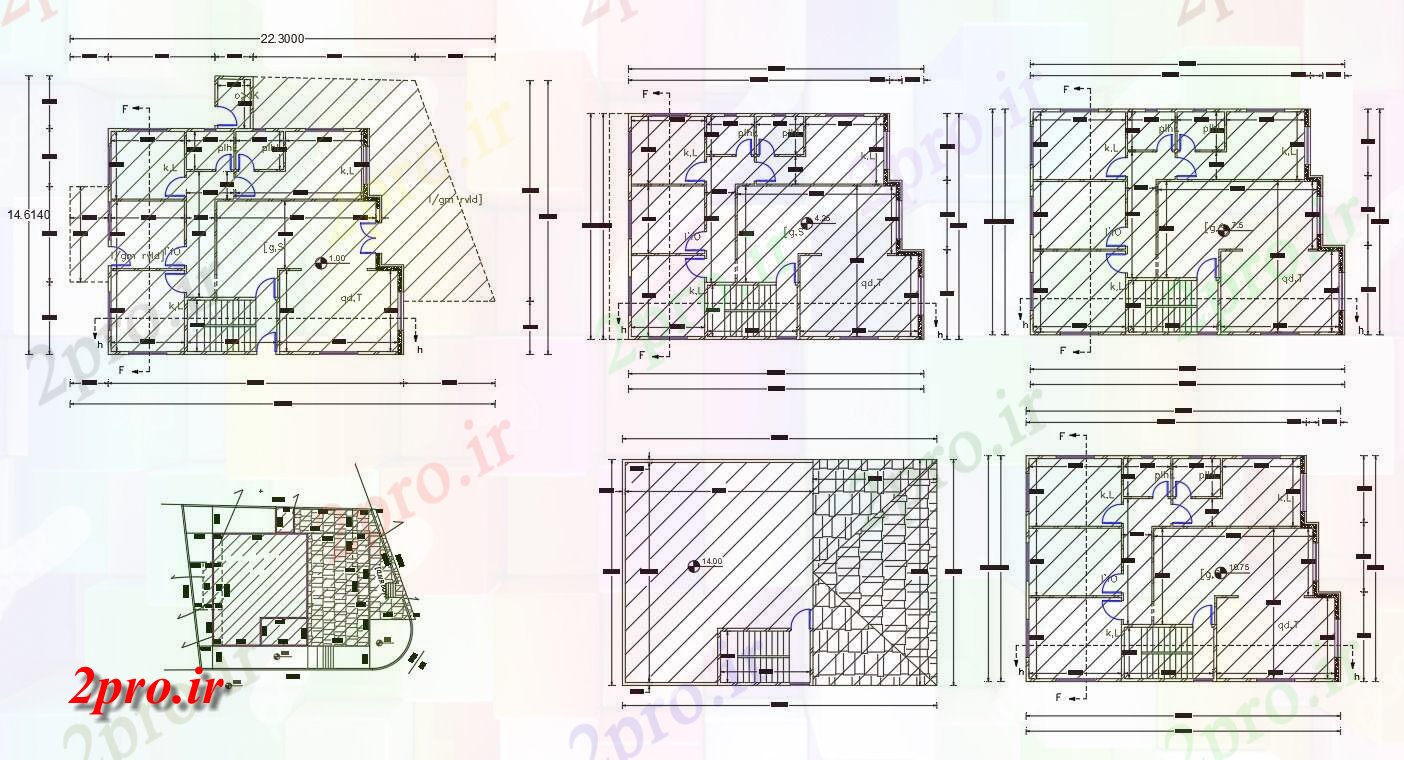 دانلود نقشه مسکونی ، ویلایی ، آپارتمان X 72 'پا آپارتمان خانه 14 در 22 متر (کد156587)