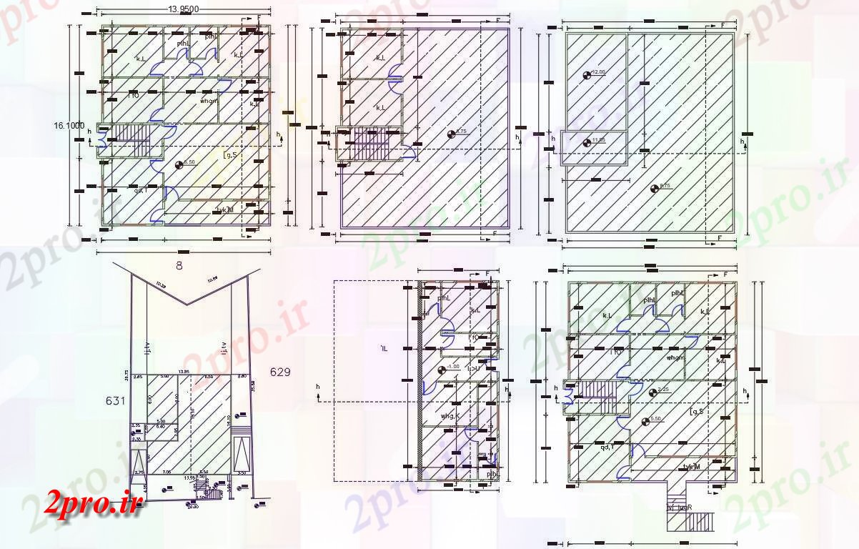 دانلود نقشه مسکونی ، ویلایی ، آپارتمان X 52 خانه طرحی 13 در 16 متر (کد156603)