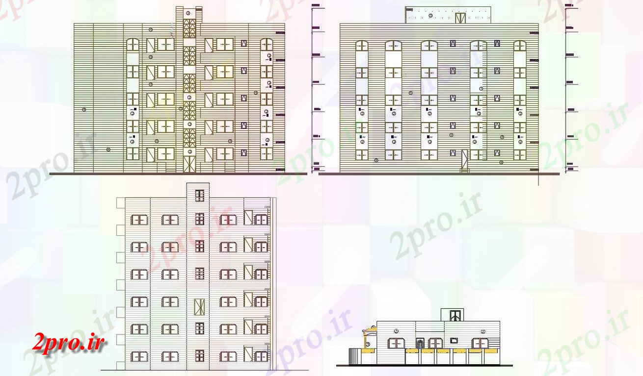 دانلود نقشه مسکونی  ، ویلایی ، آپارتمان  فوت مربع آپارتمان   ساختمان نمای طراحی (کد156608)