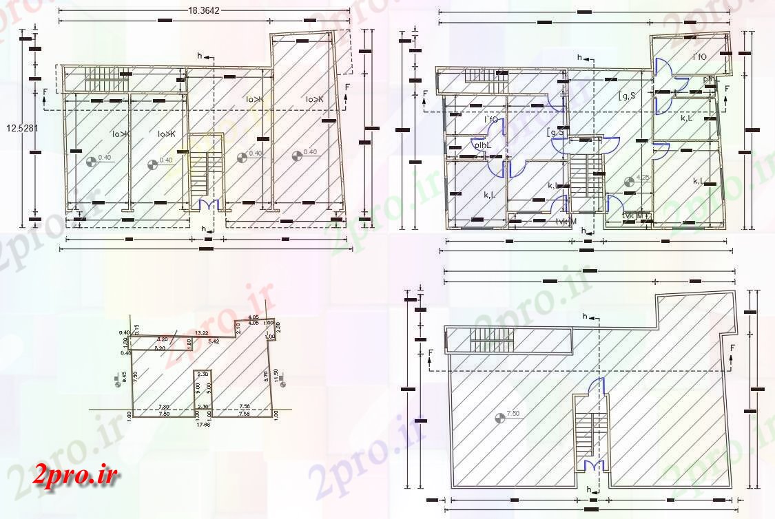 دانلود نقشه مسکونی ، ویلایی ، آپارتمان فروشگاه با 2 BHK خانه طرحی 12 در 18 متر (کد156617)