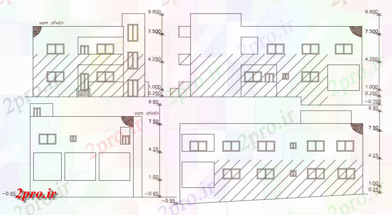 دانلود نقشه مسکونی  ، ویلایی ، آپارتمان  چند خانواده خانه ساختمان نمای (کد156622)