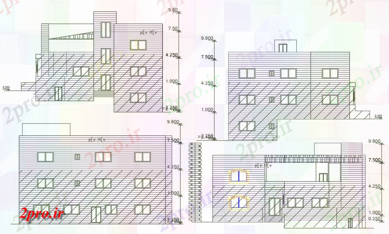دانلود نقشه هتل - رستوران - اقامتگاه  میدان حیاط خانه ساختمان نمای طراحی (کد156627)