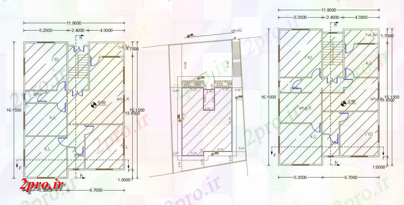 دانلود نقشه مسکونی ، ویلایی ، آپارتمان X 52 خانه طرحی 11 در 16 متر (کد156631)