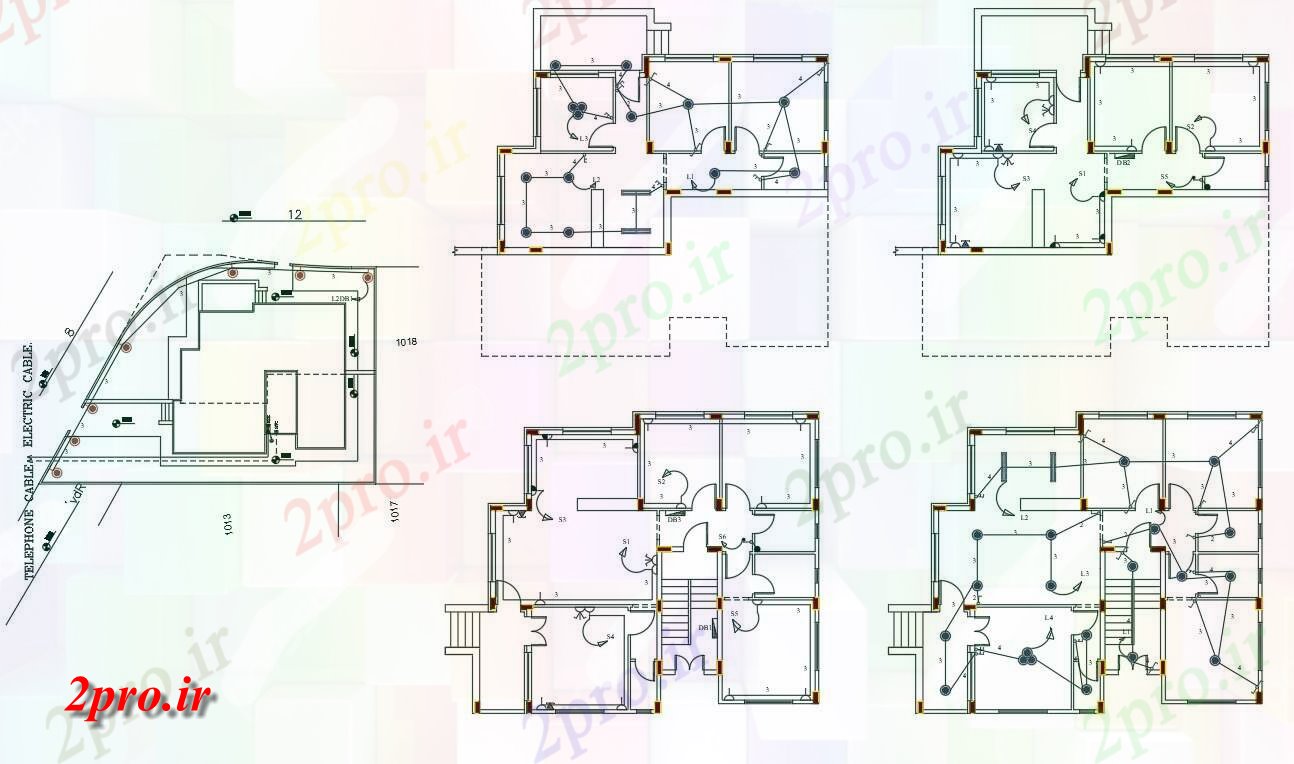 دانلود نقشه خانه های کوچک ، نگهبانی ، سازمانی - معماری خانه طرحی برق طرحی 12 در 14 متر (کد156639)