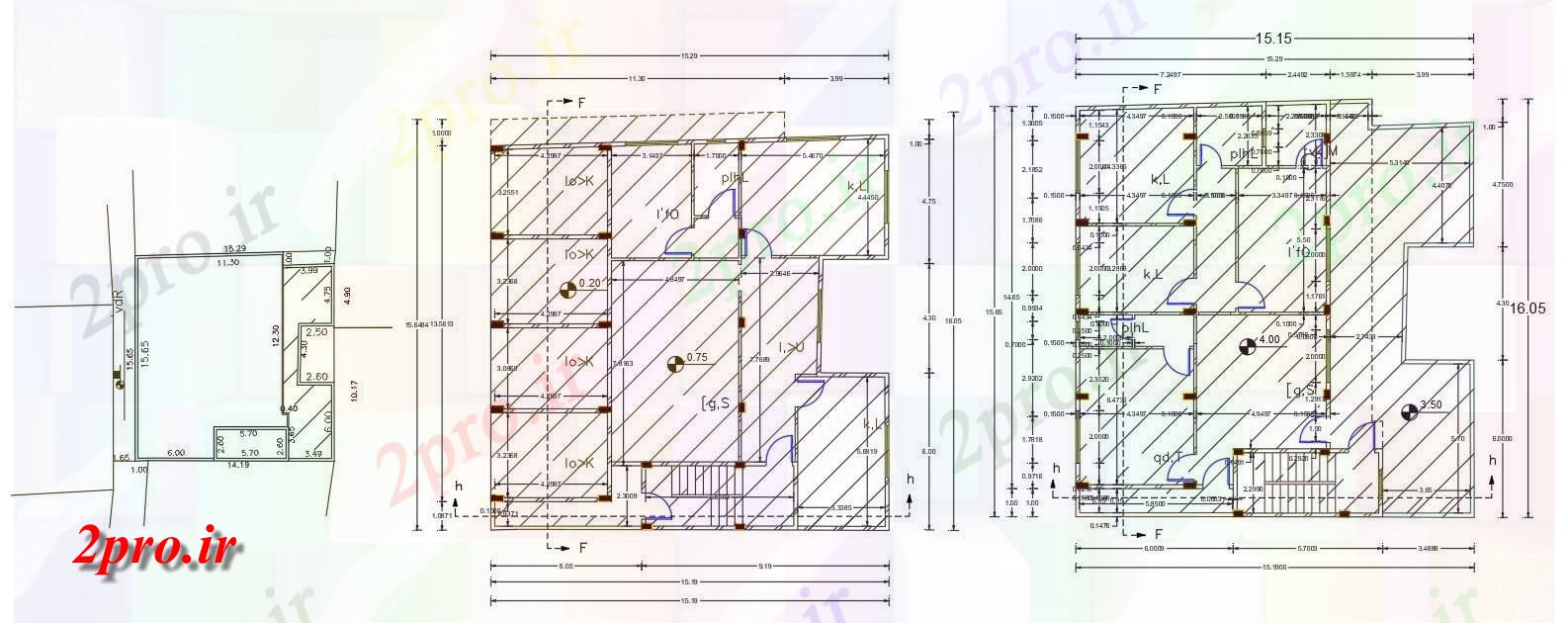 دانلود نقشه مسکونی ، ویلایی ، آپارتمان X 50 اتوکد خانه طرح 15 در 16 متر (کد156644)