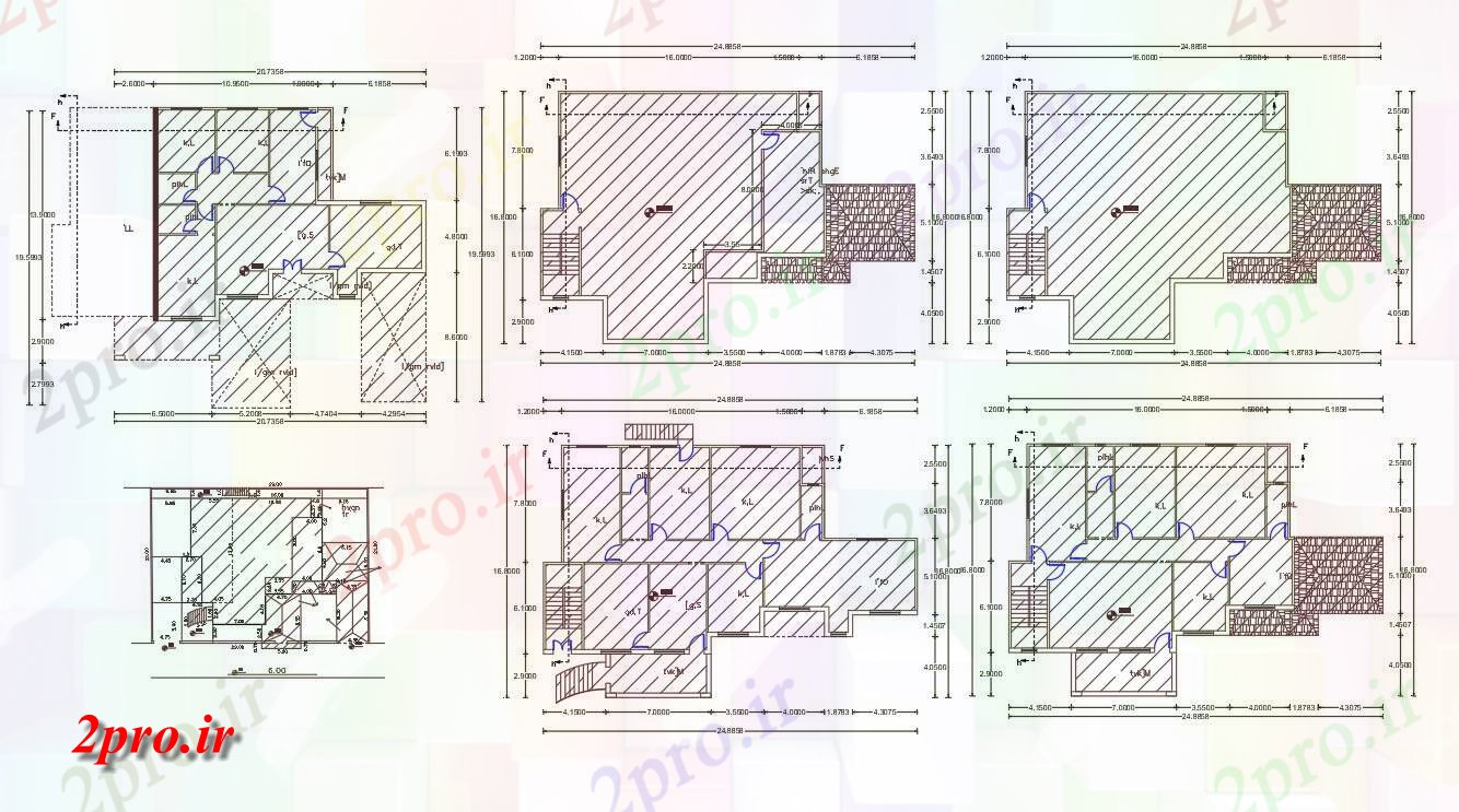 دانلود نقشه خانه های کوچک ، نگهبانی ، سازمانی - X 65 فوت ویلایی پروژه 16 در 24 متر (کد156654)