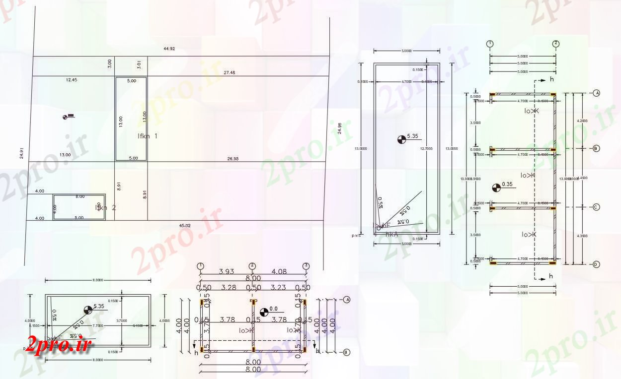 دانلود نقشه ساختمان اداری - تجاری - صنعتی طرحی فروشگاه تجاری طبقه نشیمن 4 در 8 متر (کد156659)