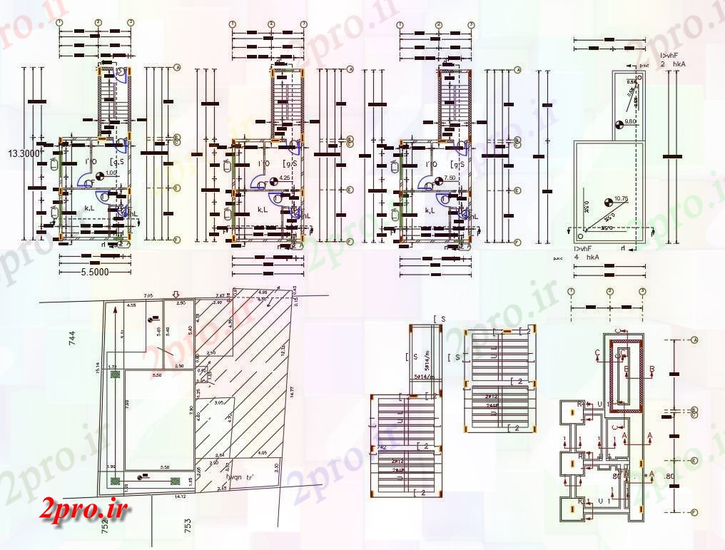 دانلود نقشه مسکونی  ، ویلایی ، آپارتمان  آپارتمان 1 BHK کوچک (کد156668)