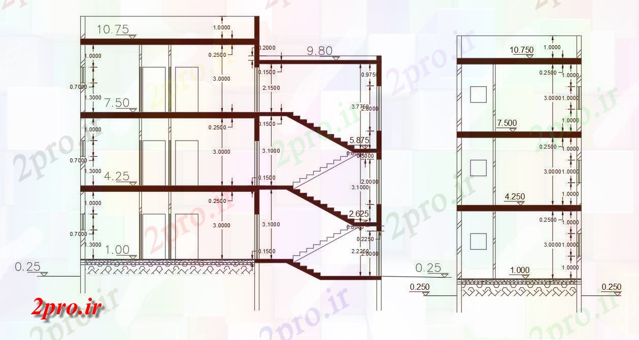 دانلود نقشه مسکونی  ، ویلایی ، آپارتمان  BHK آپارتمان   ساختمان بخش نشیمن  (کد156669)