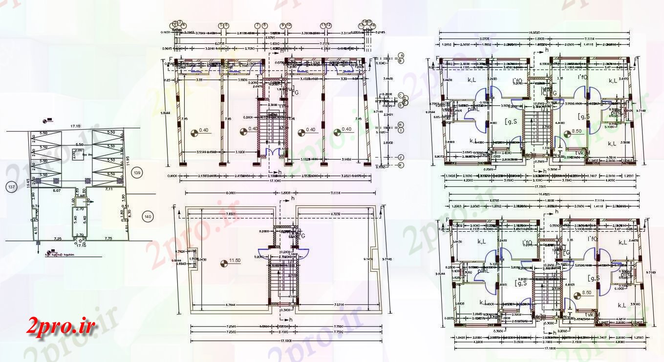 دانلود نقشه مسکونی ، ویلایی ، آپارتمان فروشگاه با 2 BHK آپارتمان طرحی طبقه 9 در 17 متر (کد156670)