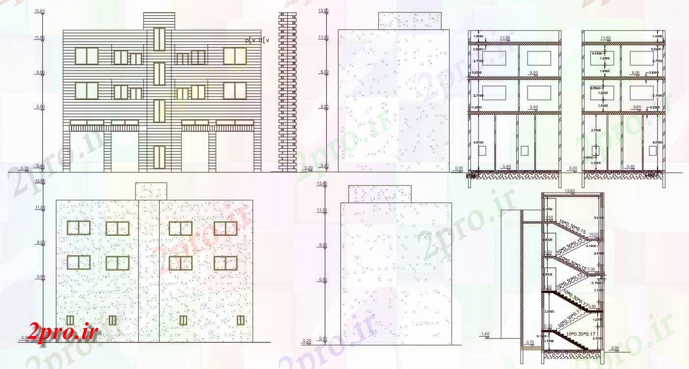 دانلود نقشه مسکونی  ، ویلایی ، آپارتمان  فروشگاه با آپارتمان   طراحی ساختمان  نشیمن (کد156672)