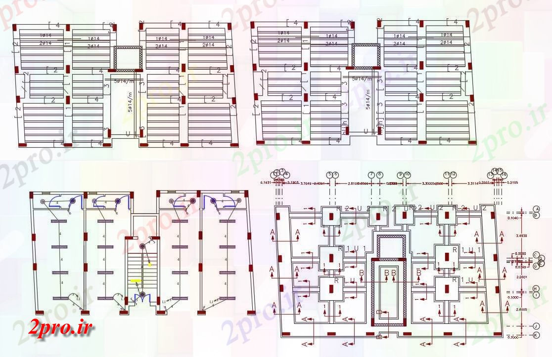 دانلود نقشه جزئیات ستون BHK آپارتمان   طراحی ساختار بنیاد طرحی و دال نوار (کد156673)