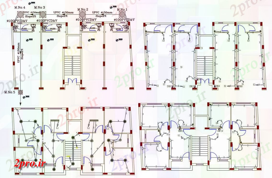 دانلود نقشه مسکونی ، ویلایی ، آپارتمان BHK آپارتمان برق و لوله کشی طراحی 9 در 17 متر (کد156674)