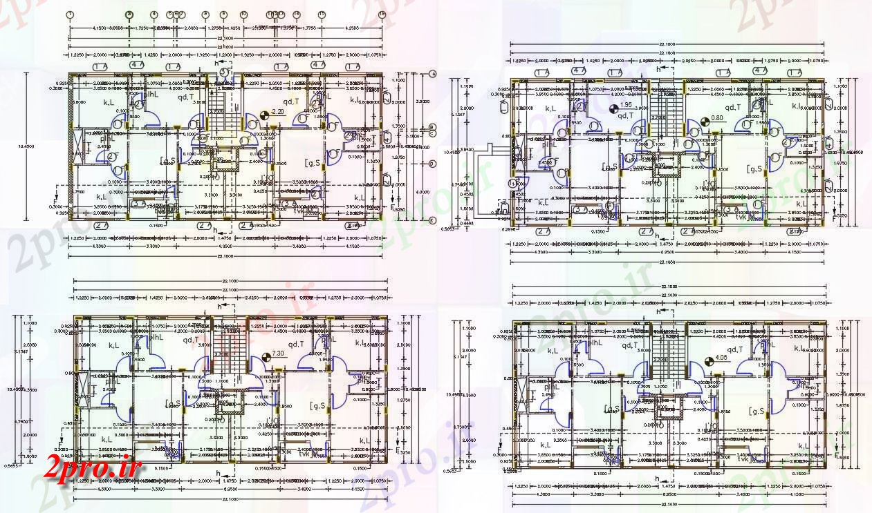 دانلود نقشه مسکونی  ، ویلایی ، آپارتمان  X 72 'پا 3 BHK آپارتمان   با مرکز طرحی خط (کد156675)