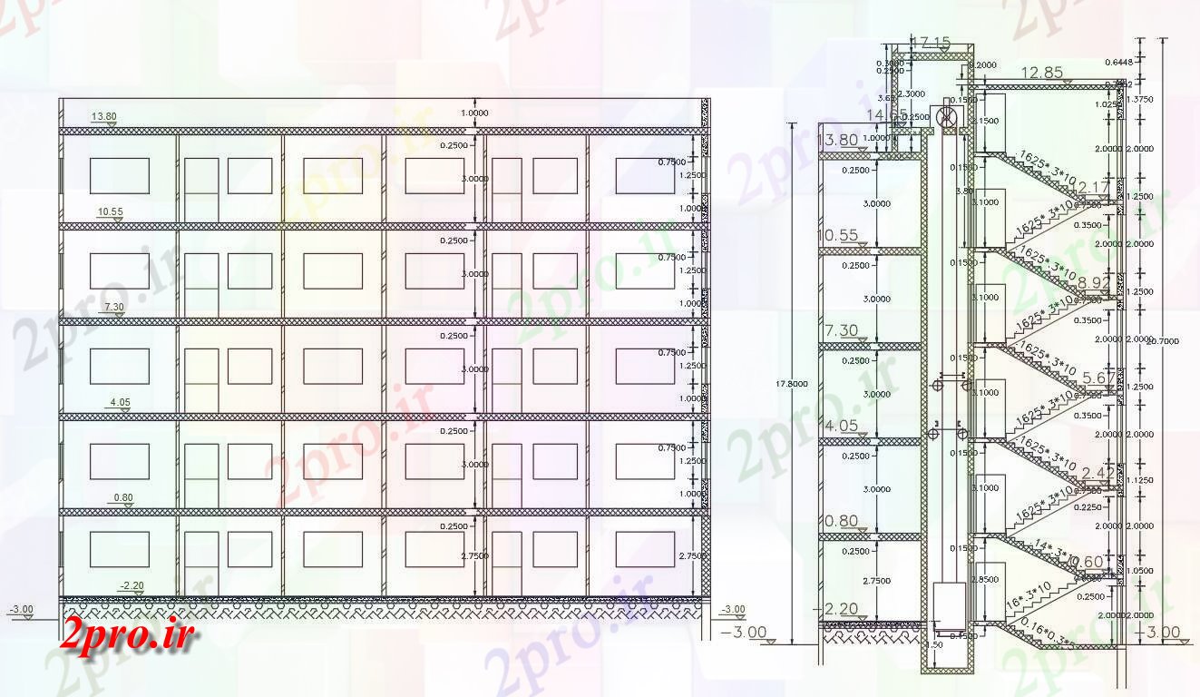 دانلود نقشه مسکونی  ، ویلایی ، آپارتمان  سطحی آپارتمان   ساختمان بخش نشیمن  (کد156679)