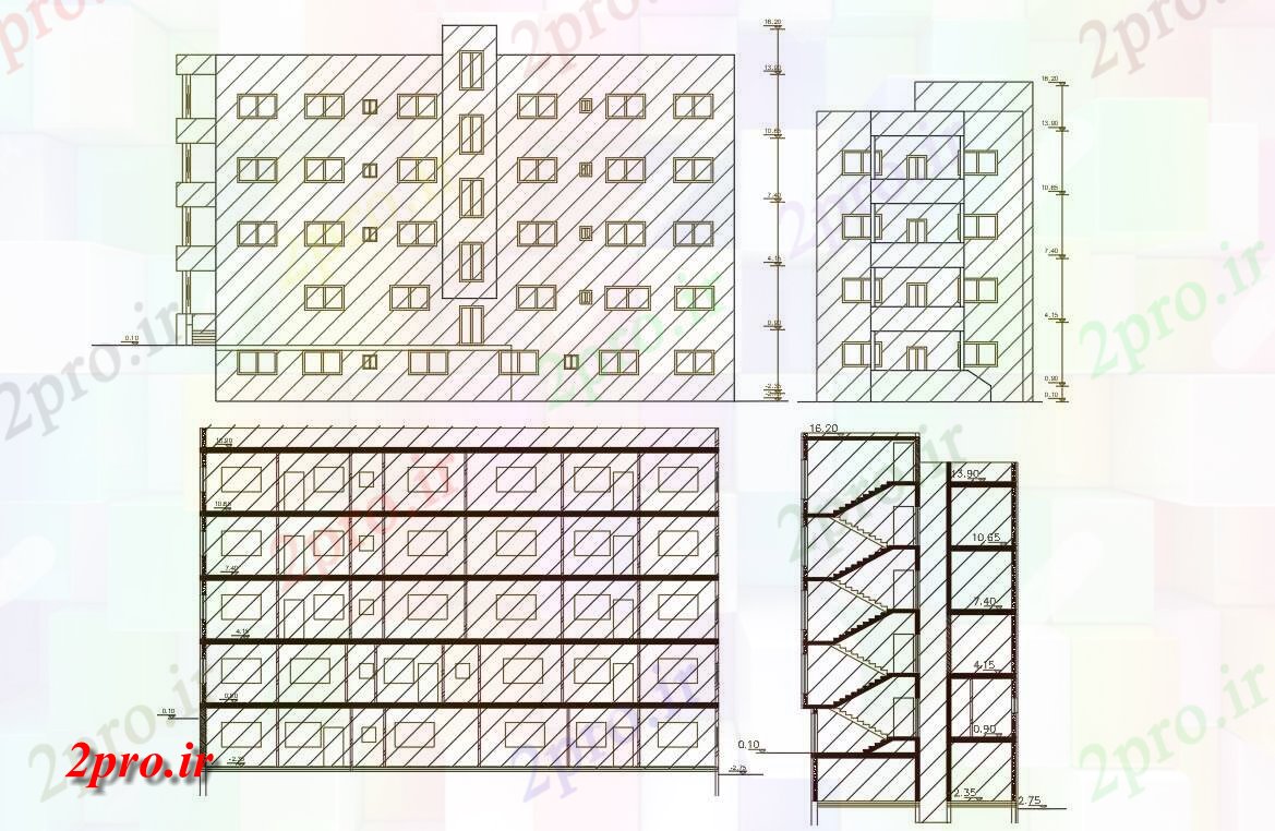 دانلود نقشه مسکونی  ، ویلایی ، آپارتمان  BHK آپارتمان   ساختمان (بخشی) نما طراحی (کد156681)