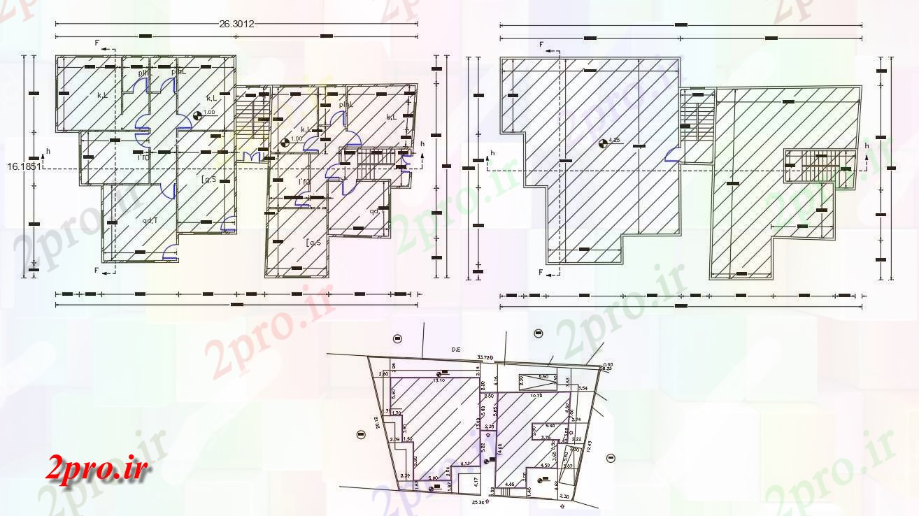 دانلود نقشه مسکونی ، ویلایی ، آپارتمان X 85 خانه طرح 16 در 26 متر (کد156685)