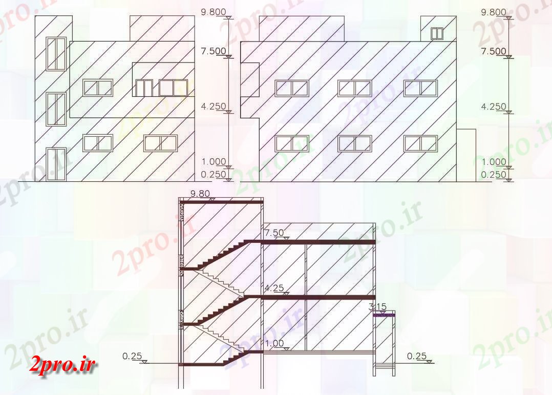 دانلود نقشه مسکونی  ، ویلایی ، آپارتمان  فوت مربع ساختمان خانه (کد156687)