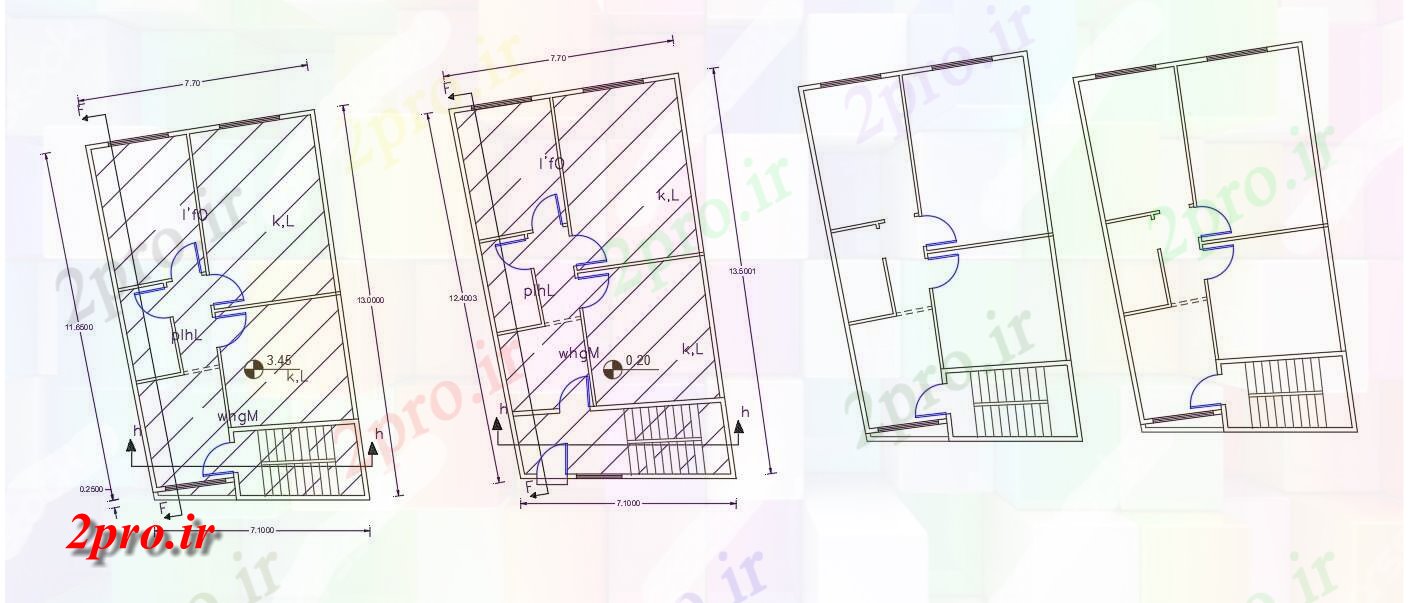 دانلود نقشه مسکونی ، ویلایی ، آپارتمان X 40 خانه (1000 فوت مربع) 7 در 12 متر (کد156691)