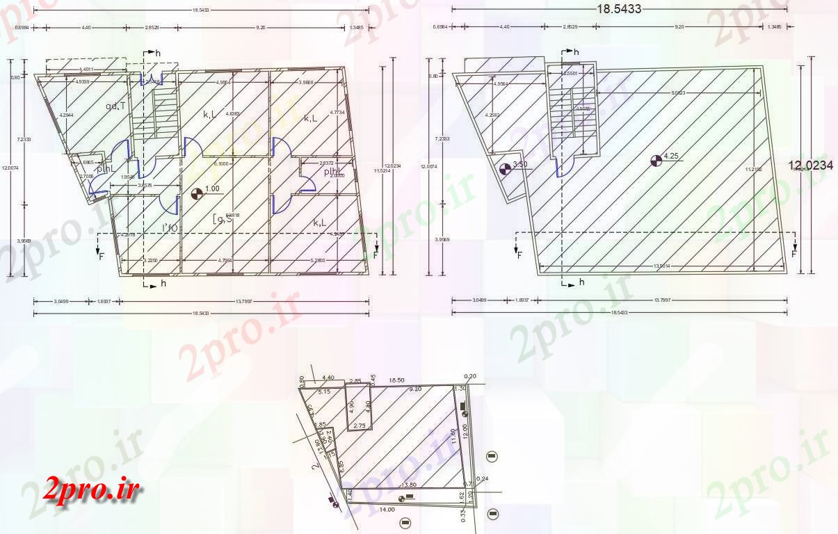 دانلود نقشه خانه های کوچک ، نگهبانی ، سازمانی - X 60 خانه (2400 فوت مربع) 12 در 18 متر (کد156694)