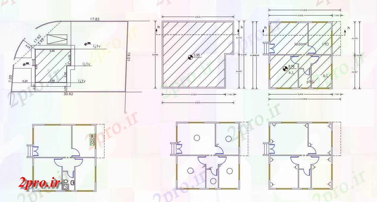 دانلود نقشه مسکونی ، ویلایی ، آپارتمان BHK خانه کوچک طرحی 8 در 8 متر (کد156701)