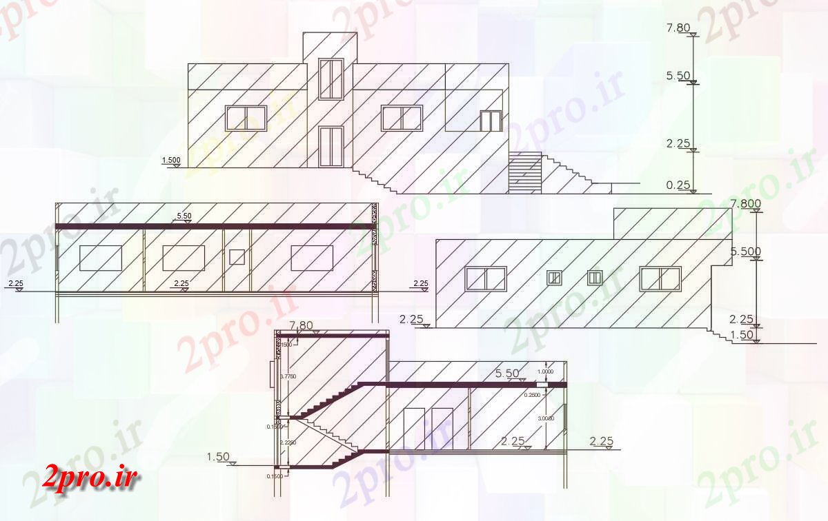 دانلود نقشه خانه های کوچک ، نگهبانی ، سازمانی - میدان محوطه ساختمان خانه طراحی به  (کد156706)