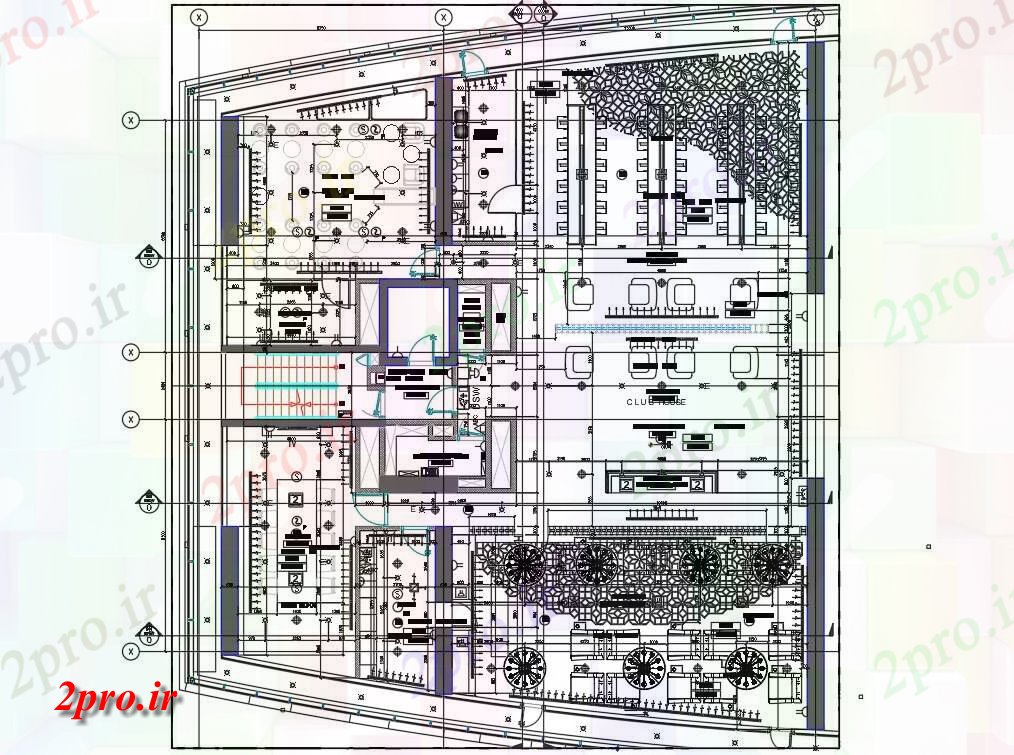 دانلود نقشه باشگاه طرحی دو بعدی باشگاه خانه طراحی به 22 در 25 متر (کد156711)