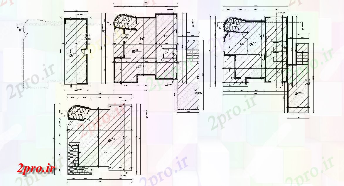 دانلود نقشه خانه های کوچک ، نگهبانی ، سازمانی - X 45 ویلایی طرحی طبقه اتوکد 12 در 13 متر (کد156728)