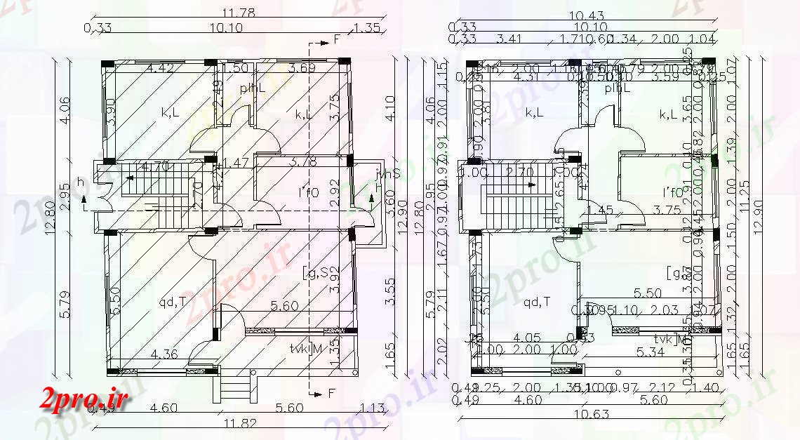 دانلود نقشه مسکونی ، ویلایی ، آپارتمان X 40 فوت طرحی خانه (160 میدان متری) 11 در 12 متر (کد156733)