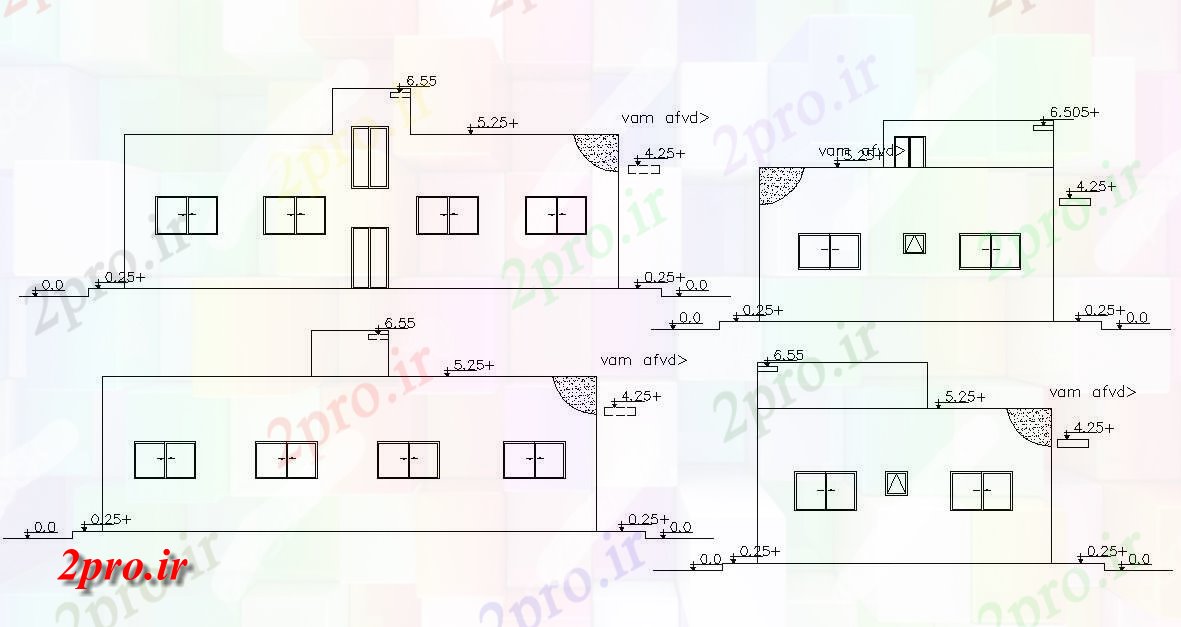 دانلود نقشه مسکونی  ، ویلایی ، آپارتمان  BHK ساختمان خانه نمای (کد156747)