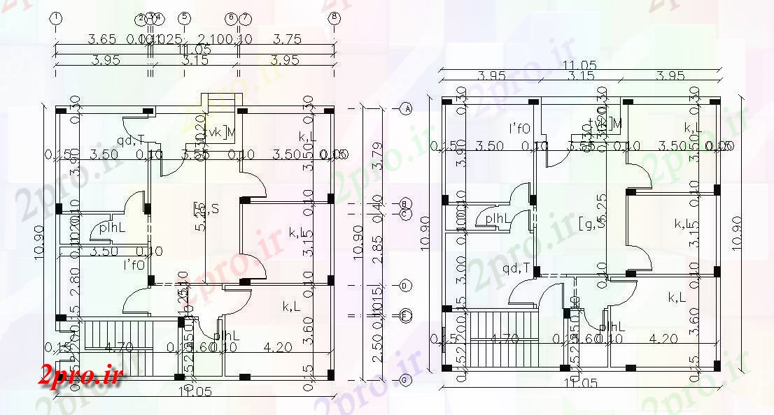 دانلود نقشه خانه های کوچک ، نگهبانی ، سازمانی - X 36 خانه طرح 10 در 11 متر (کد156749)