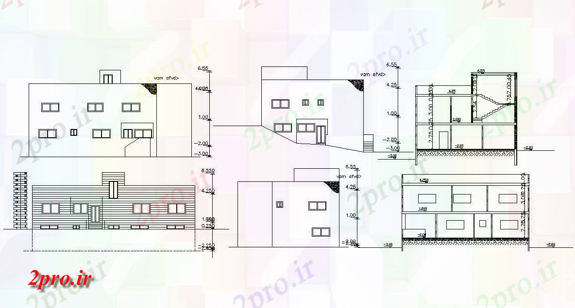 دانلود نقشه خانه های کوچک ، نگهبانی ، سازمانی - طبقه ساختمان خانه بخشی نمای نشیمن (کد156753)