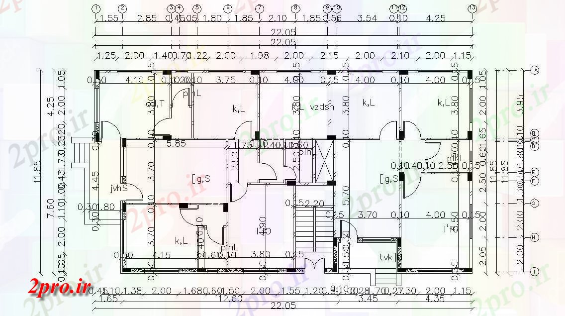 دانلود نقشه خانه های کوچک ، نگهبانی ، سازمانی - توسط 72 مسکن طرح 11 در 22 متر (کد156754)