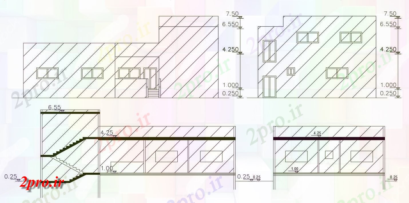 دانلود نقشه مسکونی  ، ویلایی ، آپارتمان  BHK خانه بخشی نما طراحی (کد156759)