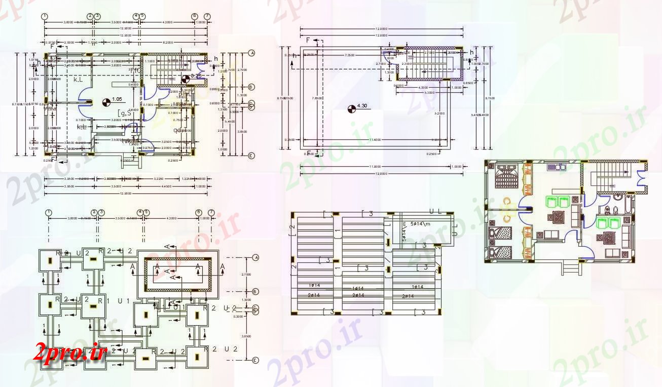 دانلود نقشه مسکونی ، ویلایی ، آپارتمان X 40 خانه طرحی (115 میدان متری) 8 در 12 متر (کد156760)