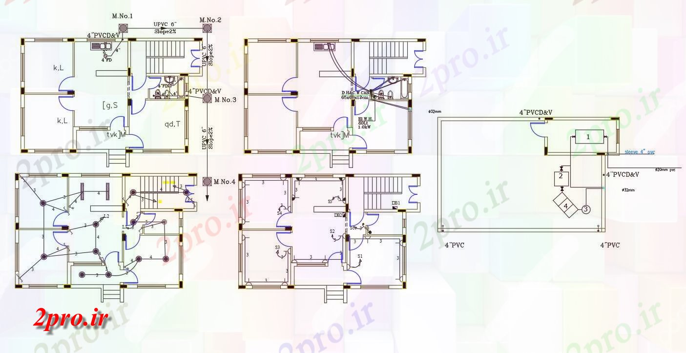 دانلود نقشه مسکونی ، ویلایی ، آپارتمان BHK خانه برق و لوله کشی طراحی 8 در 12 متر (کد156761)