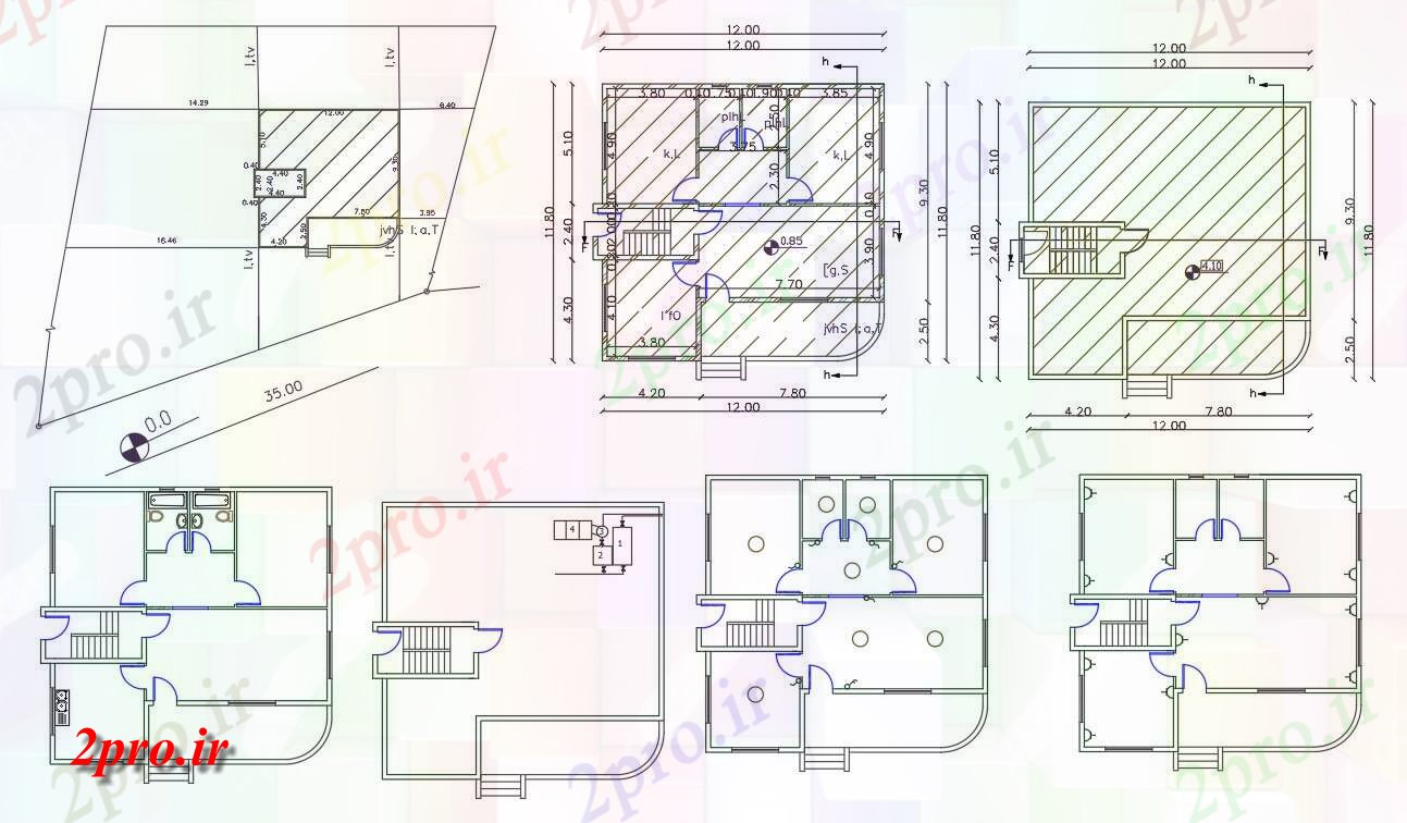 دانلود نقشه مسکونی ، ویلایی ، آپارتمان X 40 فوت 2 BHK خانه طرحی 11 در 12 متر (کد156762)