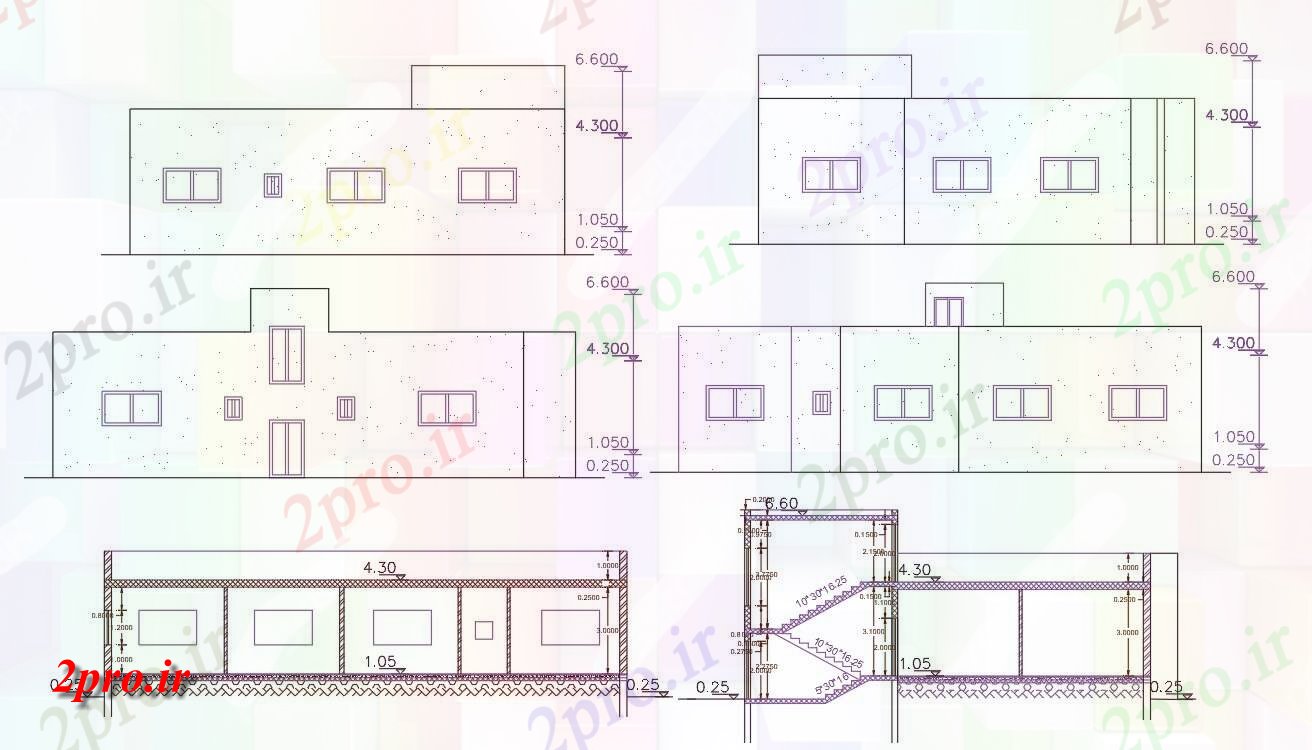 دانلود نقشه مسکونی  ، ویلایی ، آپارتمان  خانه مشترک ساختمان بخش و نما  نشیمن (کد156766)