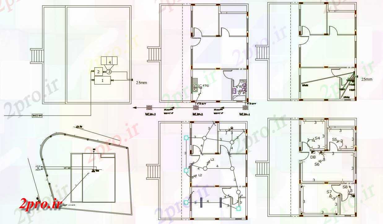 دانلود نقشه هتل - رستوران - اقامتگاه توسط 40 فوت خانه برق و لوله کشی طرحی چیدمان 11 در 12 متر (کد156768)